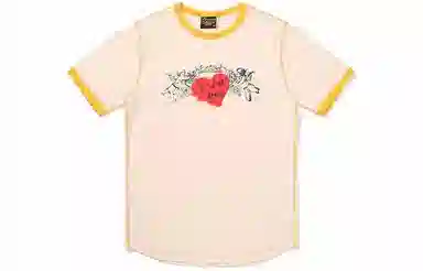 Drew House logo Cherub Ss Ringer Tee CreamGolden Yellow SS22 T