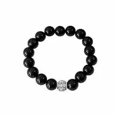 周纪福 新中式转运珠平安财富招财 时尚百搭潮酷 黑曜石 玉石手串 男款