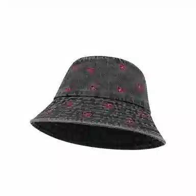 浪莎 蝴蝶刺绣牛仔大帽檐显脸小休闲盆帽春夏薄荷曼波遮阳 棉 渔夫帽 女款