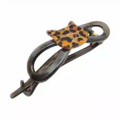 简应舒 豹纹猫咪扭扭夹后脑勺夹头发 亚克力 不锈钢 发夹 女款
