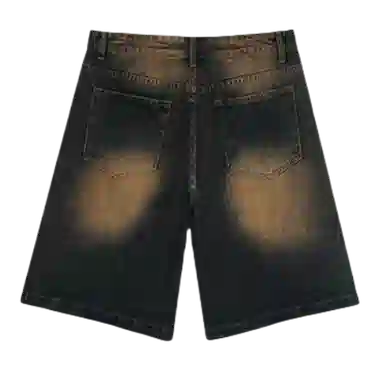 北极绒 美式复古做旧宽松直筒五分休闲短裤 男款