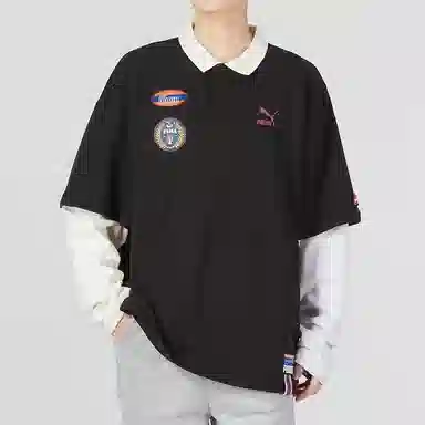 PUMA Team Badge Polo Longsleeve Black