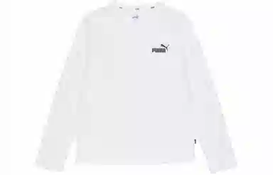 Puma Logo Crewneck Long Sleeve Tee White