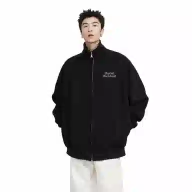 大卫贝肯 美式复古学院风基础款纯色字母时尚简约百搭宽松休闲春秋款夹克 男女同款