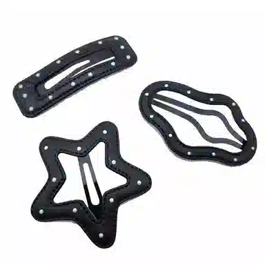 简应舒 波点刘海夹前额碎发边夹可爱侧边 皮革 发夹 女款