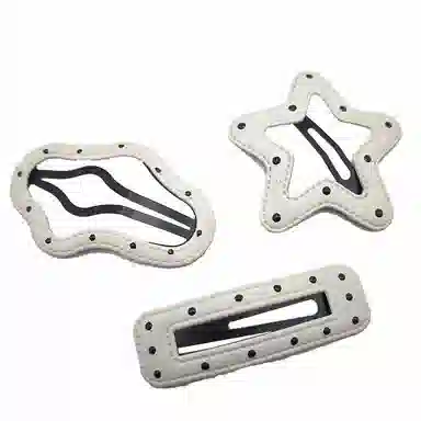 简应舒 波点刘海夹前额碎发边夹可爱侧边 皮革 发夹 女款