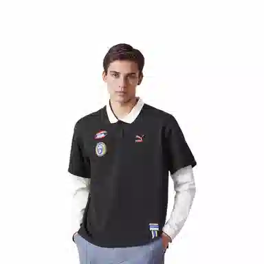 PUMA Team Badge Polo Longsleeve Black