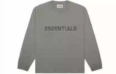 Fear of God Essentials 3D Silicon Applique Boxy Long Sleeve T-Shirt Cement