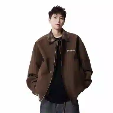 大卫贝肯 美式复古高街字母时尚潮牌宽松柔软舒适休闲百搭假两件设计款痞帅风夹克 男女同款