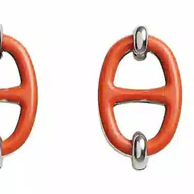 Hermes Classic Palladium Earrings Orange