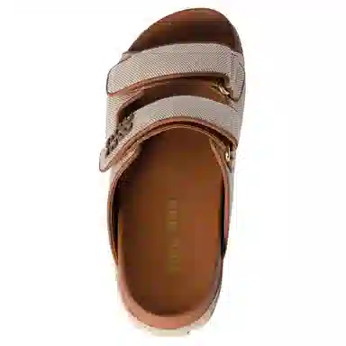 Miu Miu Canvas Toe-Ring Slides Beige