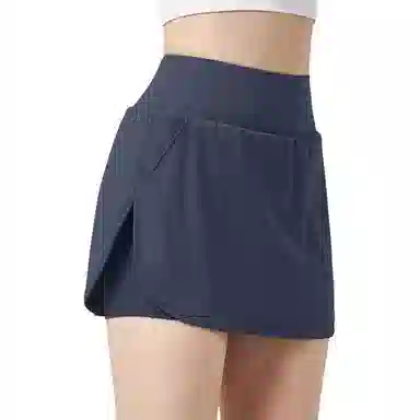 欧迪芬  薄款速干短裤女子跑步训练健身裤女假两件  瑜伽短裙