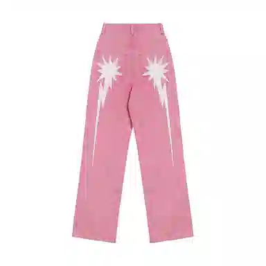 桴生 粉色直筒修身显瘦甜酷裤子牛仔裤 女款 玫红色