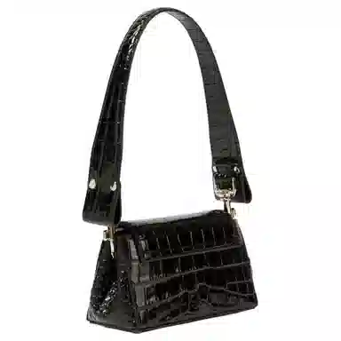 Vivienne Westwood Croc Embossed Leather Shoulder Bag Black