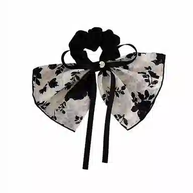 水中玉 水墨画蝴蝶结大肠发圈扎头皮筋高弹力耐用发绳头饰 布艺 头绳 女款