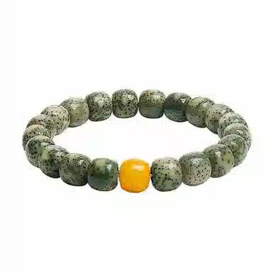 木盛缘 【顺丰包邮天官赐福】阴皮高密原生态石玉料蛇年招财绿幽灵佛珠平步青云金榜题名财源滚滚#好运 星月菩提 手串 男女同款情侣款