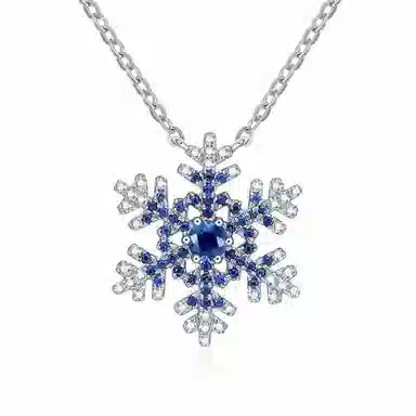 贝戈丽丝 时尚潮流瑰丽夺目绝美雪花百搭锁骨链 梦幻爆闪雪花设计 唯美轻奢甜蜜浪漫告白 好运 蓝宝石 项链 女款