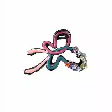 水中玉 水钻蝴蝶结抓夹大号发卡后脑勺高级感鲨鱼夹子发饰 亚克力 发夹 女款