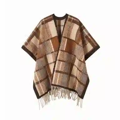 北极绒 韩版复古英伦加厚格子条纹 时尚流苏百搭气质 聚酯纤维 披肩 男女同款情侣款