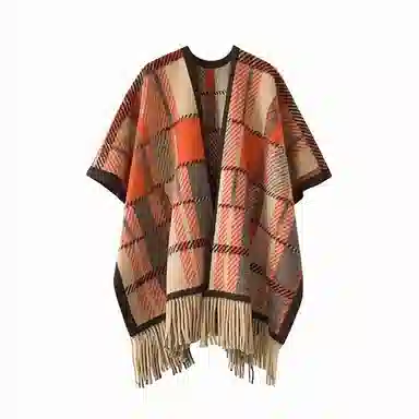 北极绒 韩版复古英伦加厚格子条纹 时尚流苏百搭气质 聚酯纤维 披肩 男女同款情侣款