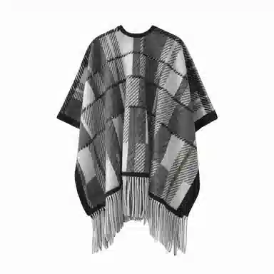 北极绒 韩版复古英伦加厚格子条纹 时尚流苏百搭气质 聚酯纤维 披肩 男女同款情侣款