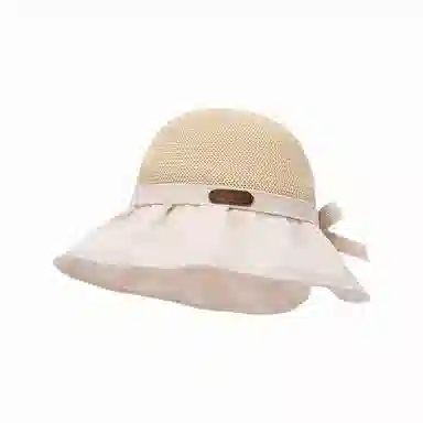 北极绒 韩版大帽檐透气防晒遮阳蝴蝶结显脸小百搭折叠 聚酯纤维 渔夫帽 男女同款情侣款