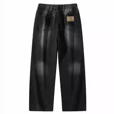 大卫贝肯 美式高街简约基础款复古水洗宽松柔软舒适休闲百搭显高直筒牛仔裤 男女同款