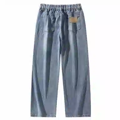 大卫贝肯 美式高街简约基础款复古水洗宽松柔软舒适休闲百搭显高直筒牛仔裤 男女同款