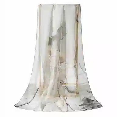 上海故事 春满山雪纺长巾出游外搭国风印花气质仙仙 桑蚕丝 丝巾 女款