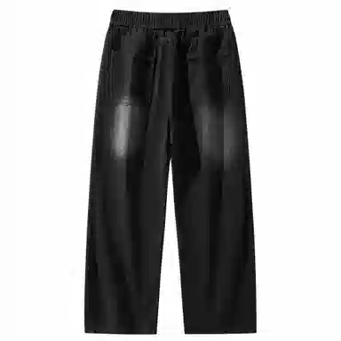 大卫贝肯 美式高街基础款字母抽绳时尚宽松复古直筒休闲百搭垂感牛仔裤 男女同款