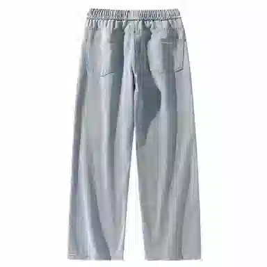 大卫贝肯 美式潮牌水洗做旧高街直筒裤字母刺绣系带时尚百搭宽松舒适休闲复古牛仔裤 男女同款