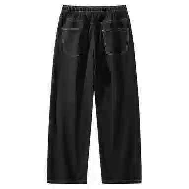 大卫贝肯 美式潮牌水洗做旧高街直筒裤字母刺绣系带时尚百搭宽松舒适休闲复古牛仔裤 男女同款