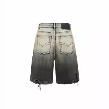 Feng Chen Wang Deconstructed Gradient Denim Shorts Black