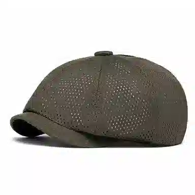 山一丸 夏季薄款透气网帽镂空户外防晒遮阳帽英伦八角帽 棉涤 贝雷帽 男女同款情侣款