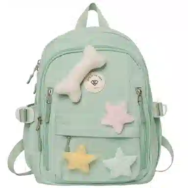 草丛喵喵喵 星星图案小众设计高级感可爱简约百搭 尼龙 双肩包 女款 多色