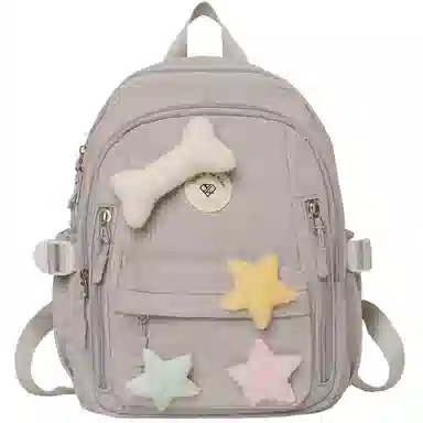 草丛喵喵喵 星星图案小众设计高级感可爱简约百搭 尼龙 双肩包 女款 多色