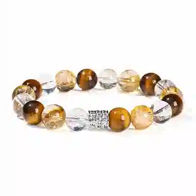 金戟 黄虎眼石 新中式国潮混串招财招福镶钻转运珠好运天然 黄水晶 手串 男女同款情侣款