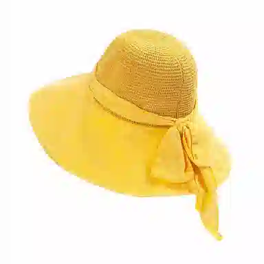 上海故事 飘带蝴蝶结遮阳草帽大帽檐防太阳帽子海报沙滩帽夏季透气帽子 聚酯纤维 防晒帽 女款