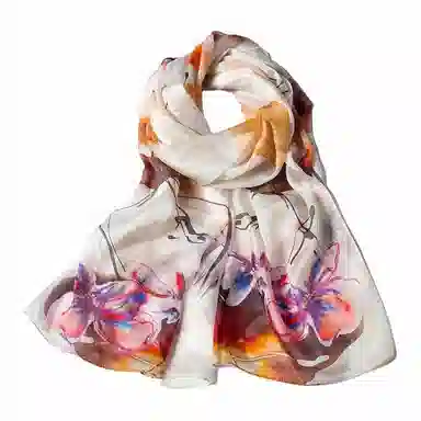 恒源祥 实用绑包数码喷绘 桑蚕丝 丝巾 女款