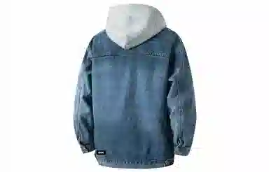 大卫贝肯 美式复古水洗做旧可脱卸连帽宽松百搭牛仔外套 男女同款