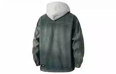 大卫贝肯 美式复古水洗做旧可脱卸连帽宽松百搭牛仔外套 男女同款