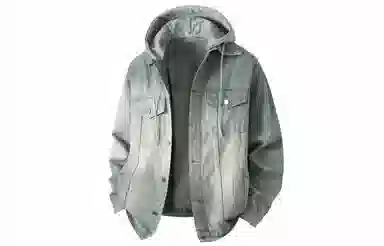 大卫贝肯 美式复古水洗做旧可脱卸连帽宽松百搭牛仔外套 男女同款