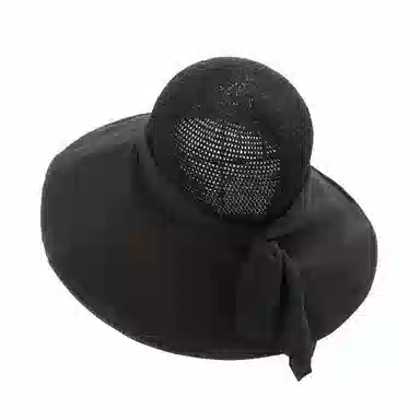 上海故事 飘带蝴蝶结遮阳草帽大帽檐防太阳帽子海报沙滩帽夏季透气帽子 聚酯纤维 防晒帽 女款