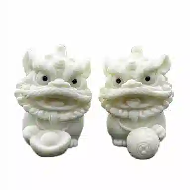 素于 国潮新中式高级感轻奢随手精雕萌宠招财进宝醒狮一对招财纳福吉祥如意心想事成文玩盘玩#好运再造 象牙果 手把件 男女同款情侣款