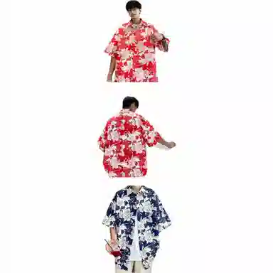 恒源祥 爆款夏季中国风印花短袖国风宽松版型衬衫 男款