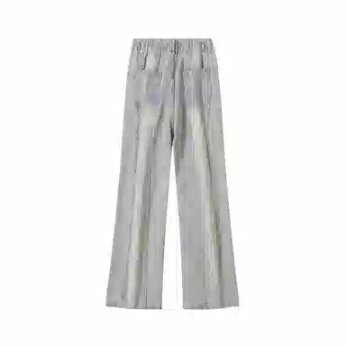 大卫贝肯 美式复古高街潮牌重工水洗扎染做旧脏脏白拼接休闲长裤宽松直筒工装牛仔裤 男女同款