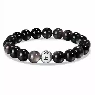 久爱 【好运箴言】六字真言新中式帅酷复古诸事顺利日常百搭时尚高级感#好运 黑曜石 玉石手串 男女同款情侣款