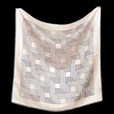 山一丸 桑蚕丝真丝立体清新职业条纹线条小领巾  丝巾 女款