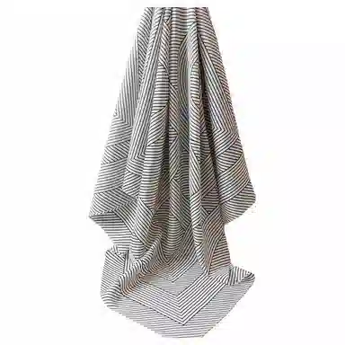 山一丸 时尚几何条纹真巾春夏清新简约气质款桑蚕丝  丝巾 女款