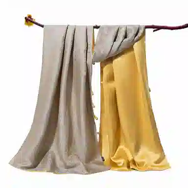 上海故事 新中式高级气质旗袍晚宴礼服复古盘扣桑蚕丝双面提花双层真丝长巾 丝巾 女款